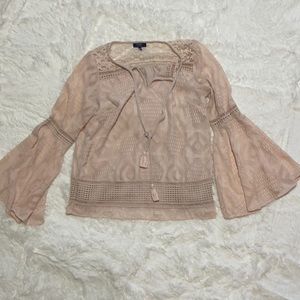 Kaari Blue Blouse Size Medium Light Pink